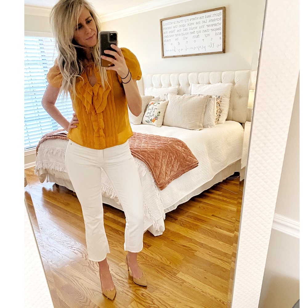 Anthropology Leifsdottia Yellow Shear Blouse SZ O